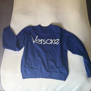 Versace Men's Crewneck Sweater in Deep Blue